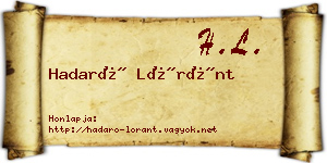 Hadaró Lóránt névjegykártya